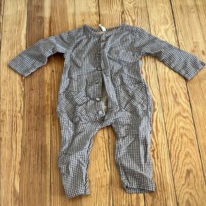 Quincy Mae gingham plaid one piece romper 12-18 month